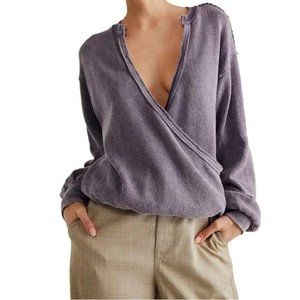 42 Free People Anyway Tee Women's Long Sleeve Top Fallen Fig Purple